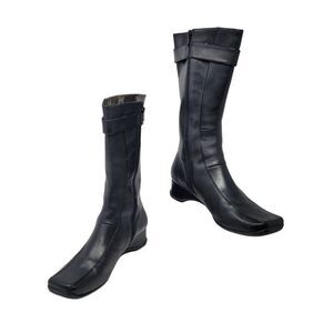 Kenneth Cole Reaction Sz 9.5 Black Leather Jonely Lonely Boots Womens Equestrian